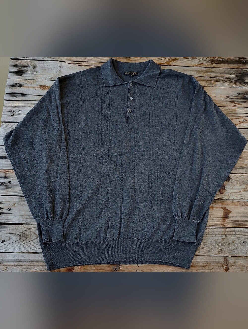 vintage 80's Alan Stuart Polo knit Sweater Made in Italy men's Size XL